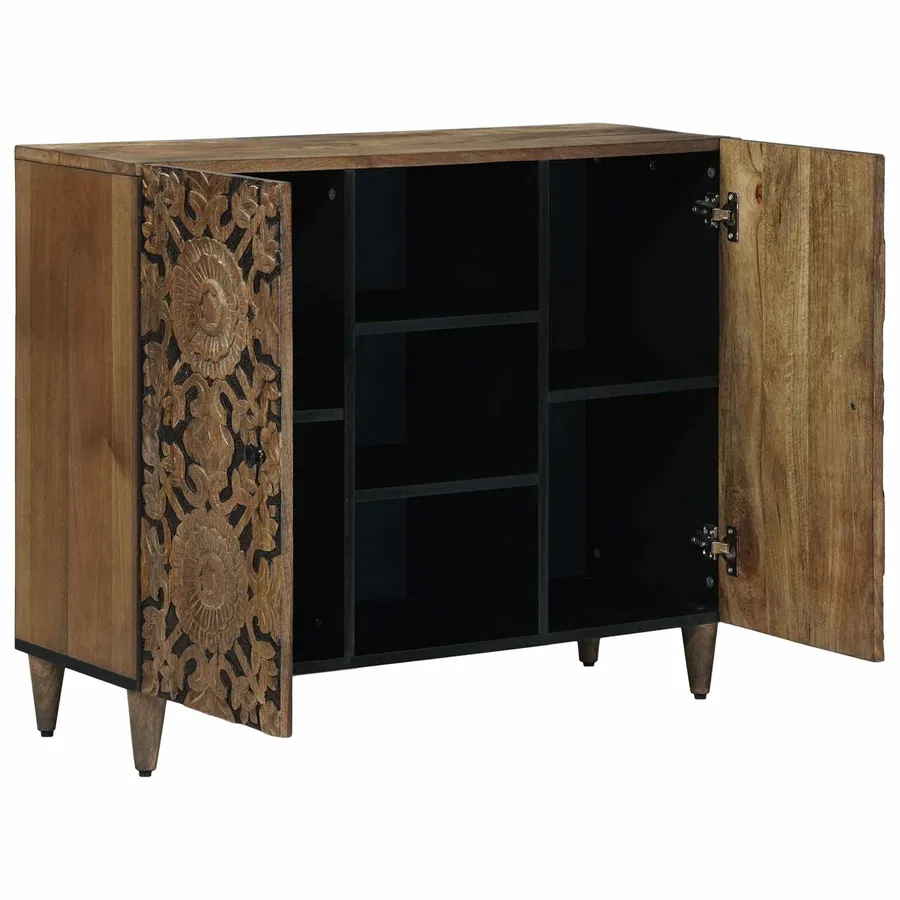 Buffet Marron 90 x 33,5 x 75 cm Bois de mangue massif - 2