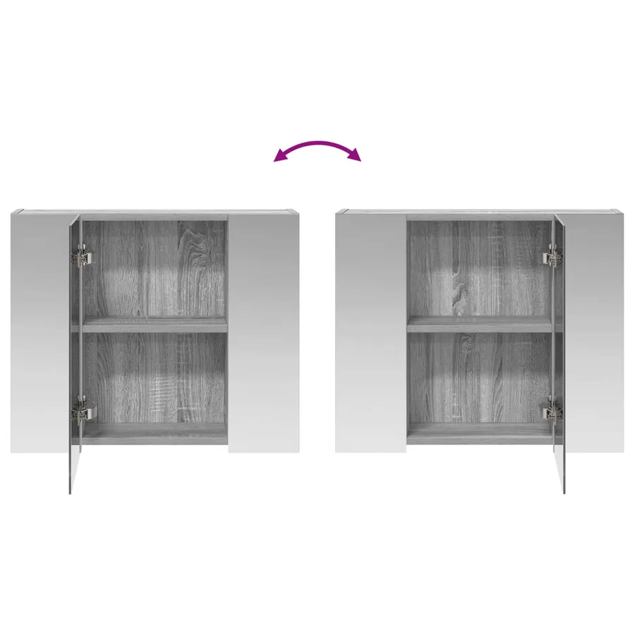 Armoire Miroir de Salle de Bain Gris Sonoma 60 x 14,5 x 50 cm - 8