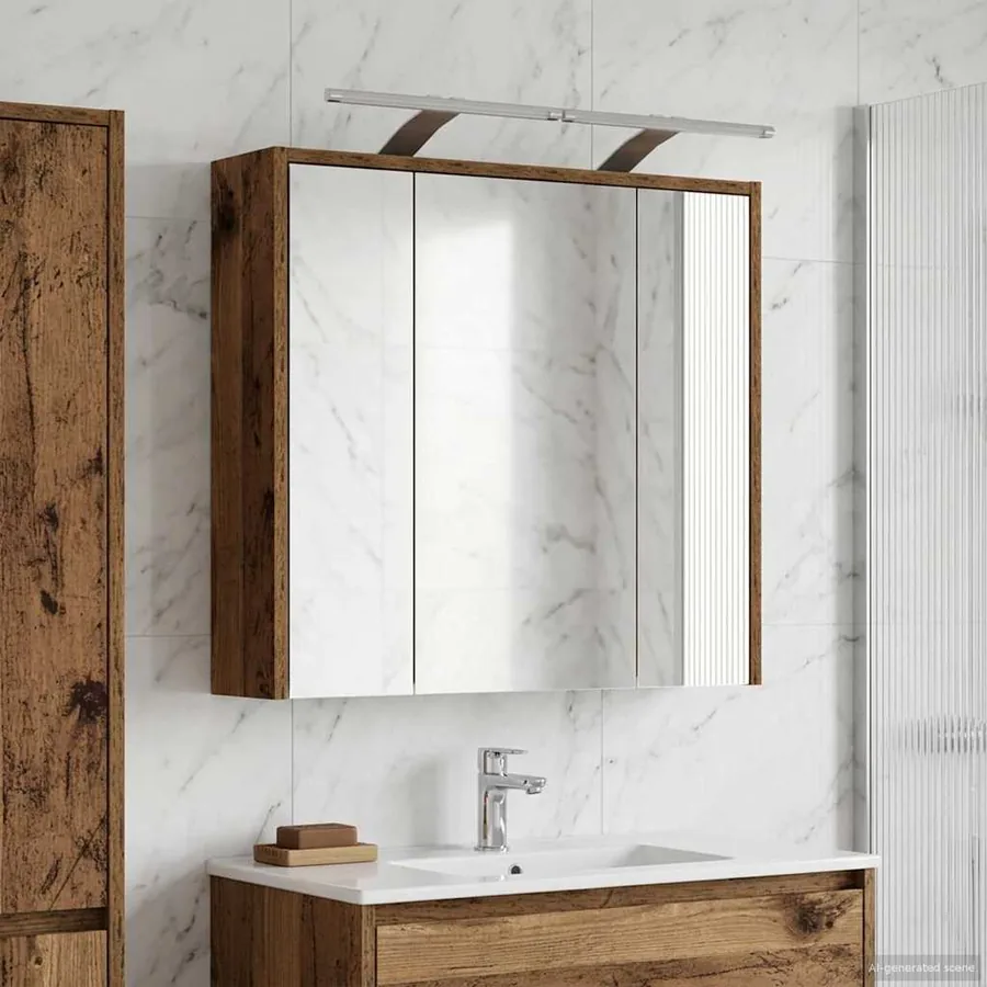Armoire Miroir de Salle de Bain Bois ancien 63,5 x 16 x 62,5 cm