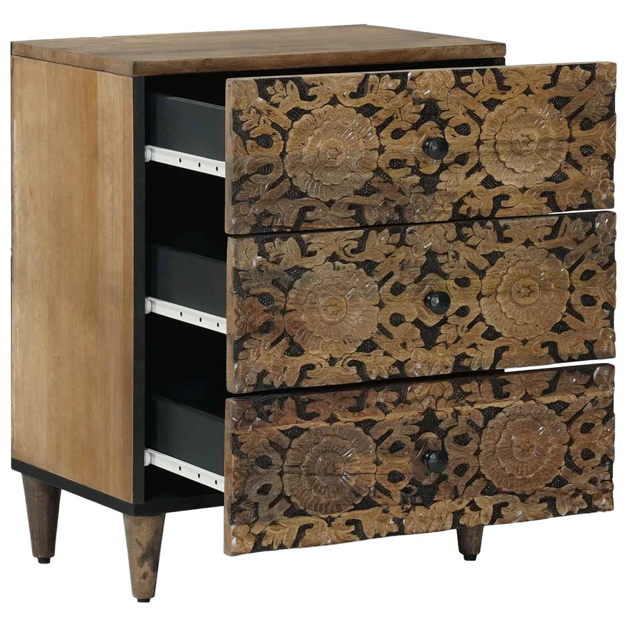 Armoire de lit Marron 50 x 33 x 60 cm Bois de mangue massif - 2
