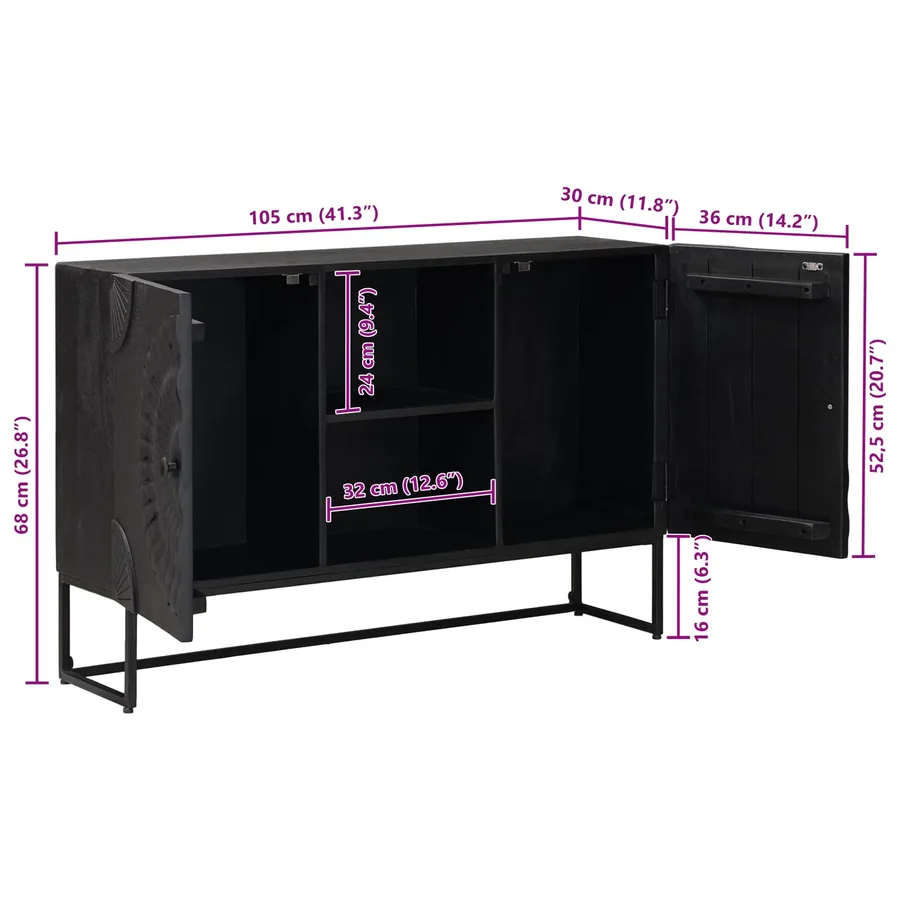 Buffet Noir 105 x 30 x 68 cm - 11