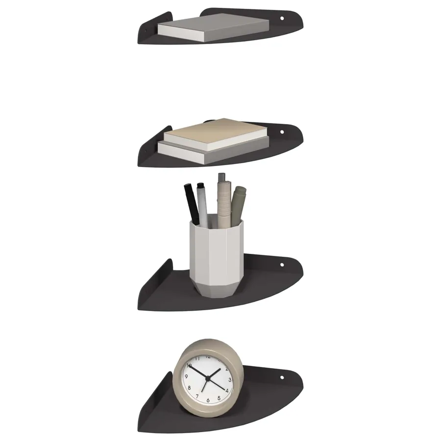 Étagère flottante avec étagère 4 pcs Noir 18 x 18 x 2 cm - 3