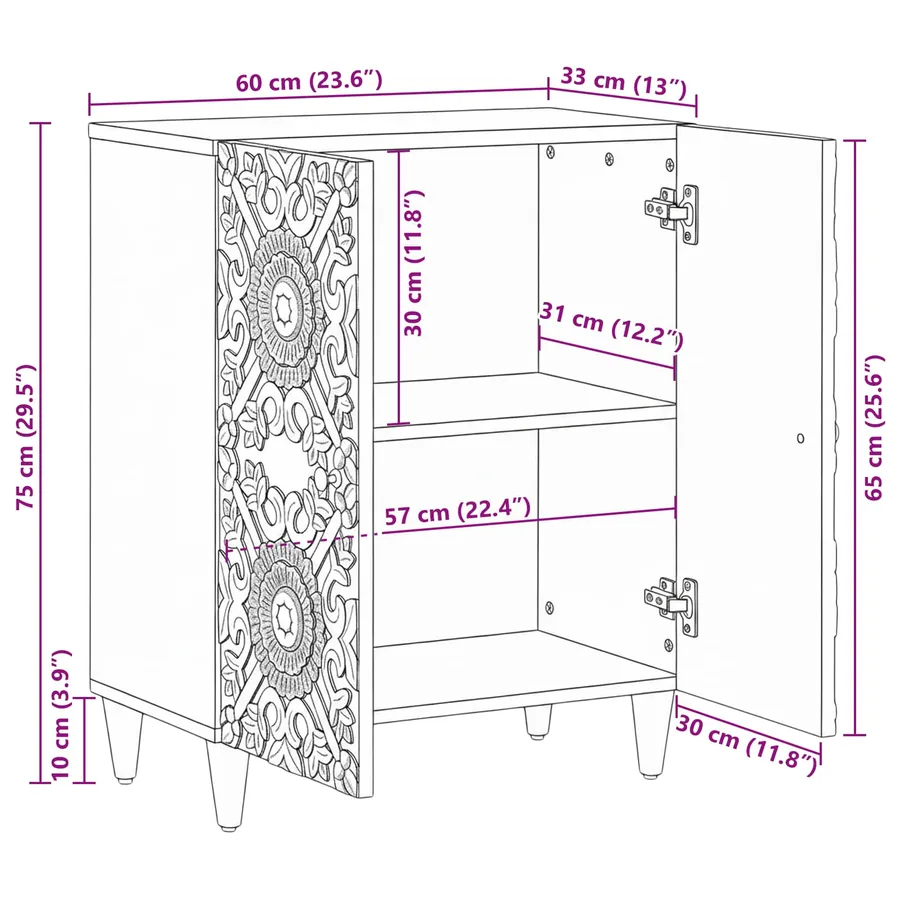 Buffet de Rangement Marron 60 x 33,5 x 75 cm - 11