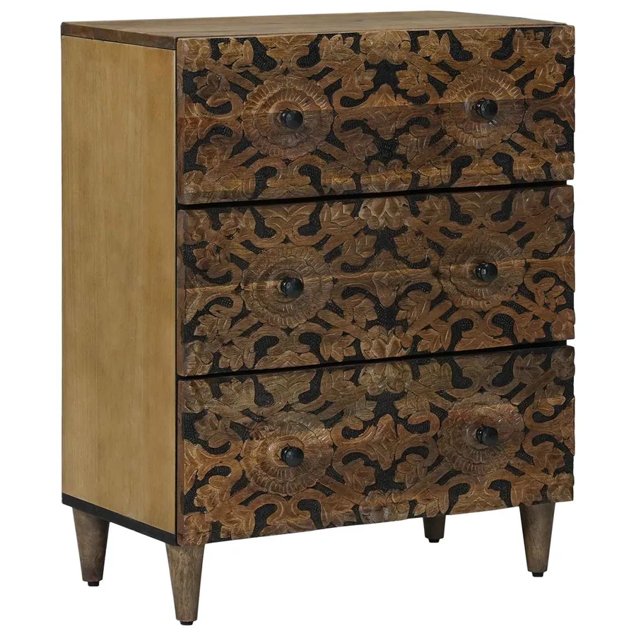 Buffet 3 pcs Marron 60 x 33,5 x 75 cm Bois de mangue massif - 4