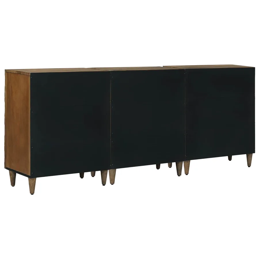 Buffet 3 pcs Marron 60 x 33,5 x 75 cm Bois de mangue massif - 7