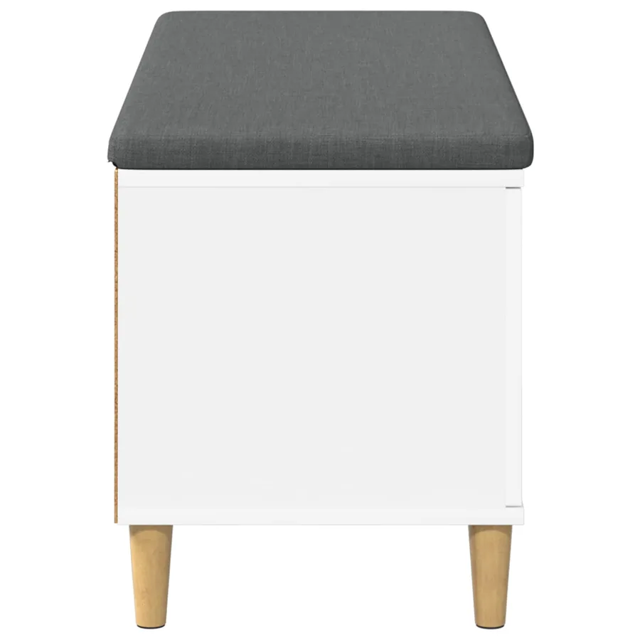 Banc d'entrée Blanc 100 x 38 x 46 cm Bois Ingénierie et Tissu - 7
