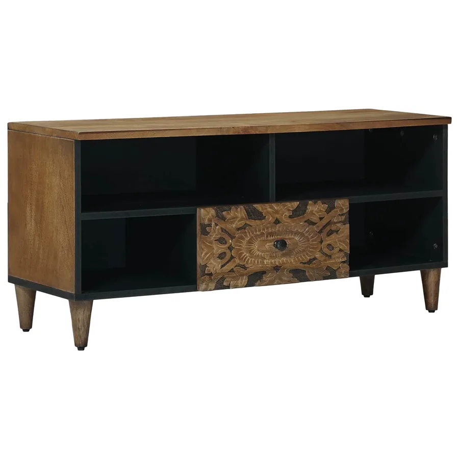 Meuble TV Marron 100 x 33,5 x 46 cm Bois de mangue massif