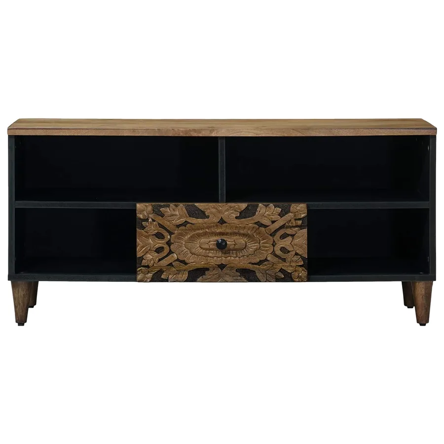 Meuble TV Marron 100 x 33,5 x 46 cm Bois de mangue massif - 3