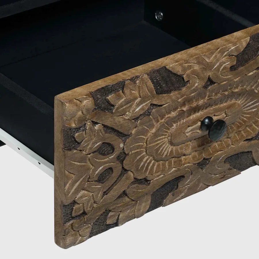 Meuble TV Marron 100 x 33,5 x 46 cm Bois de mangue massif - 7