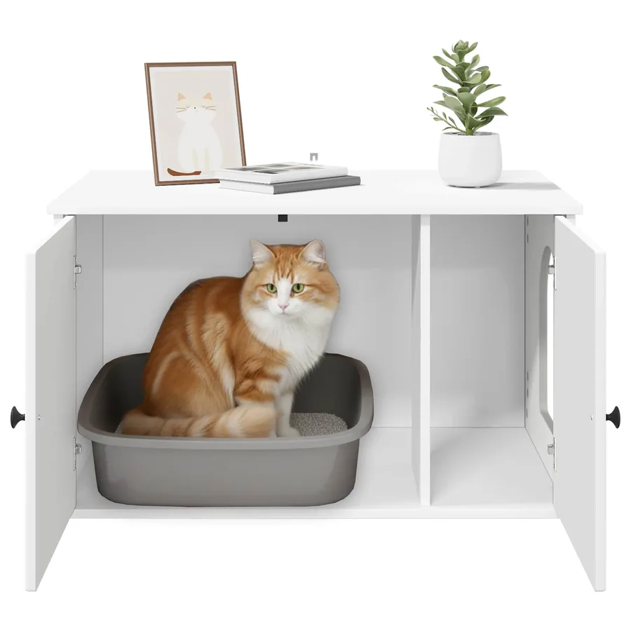 Maison pour chat Blanc 85 x 55 x 50,5 cm Bois d'ingénierie - 11