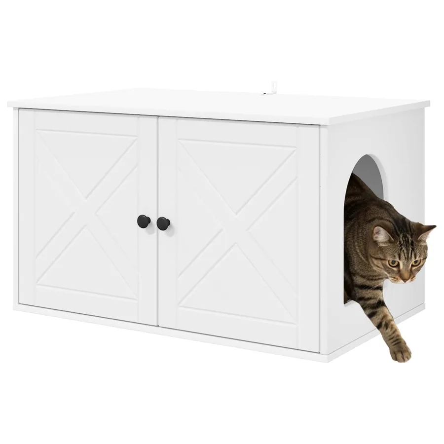 Maison pour chat Blanc 85 x 55 x 50,5 cm Bois d'ingénierie - 3