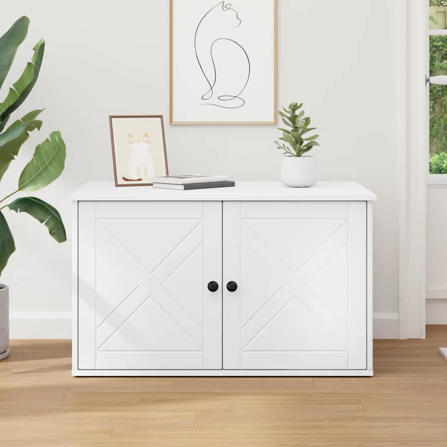 Maison pour chat Blanc 85 x 55 x 50,5 cm Bois d'ingénierie - 4