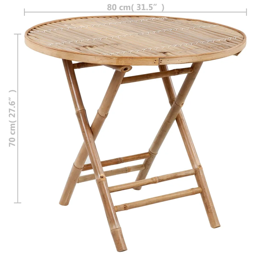 Ensemble à manger d'extérieur pliable 5pcs avec coussins Bambou - 18