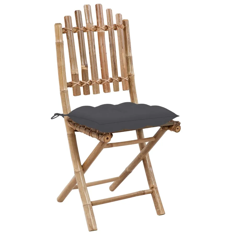 Ensemble à manger d'extérieur pliable 5pcs avec coussins Bambou - 5