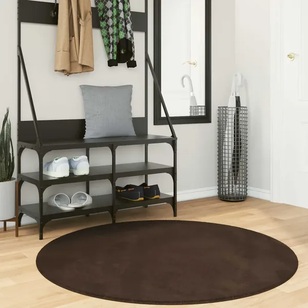 Tapis doux à poils moyens et lavable HUARTE Marron Ø 120 CM