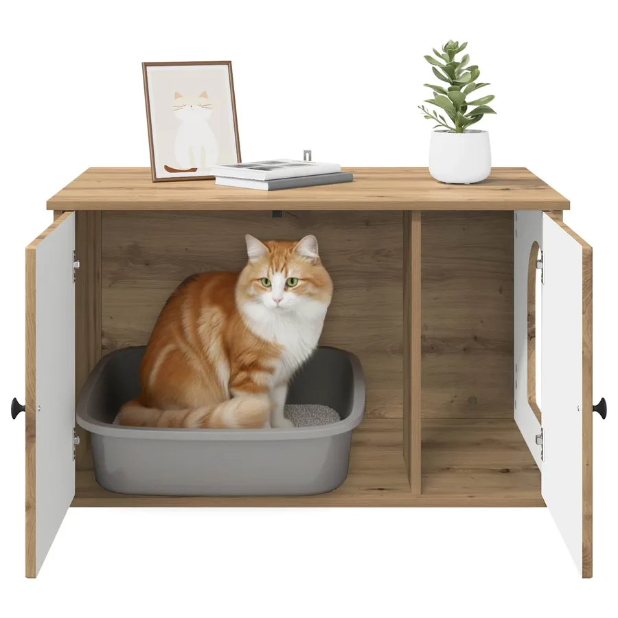 Maison pour chat Chêne artisan 85 x 55 x 50,5 cm - 11