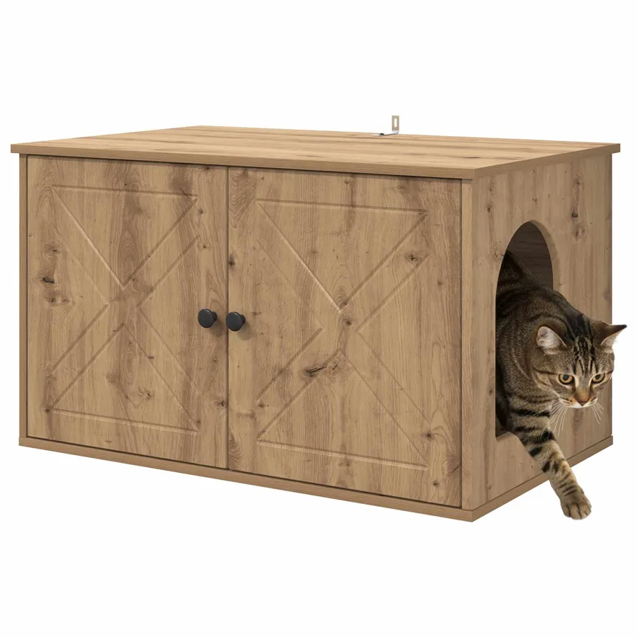 Maison pour chat Chêne artisan 85 x 55 x 50,5 cm - 3