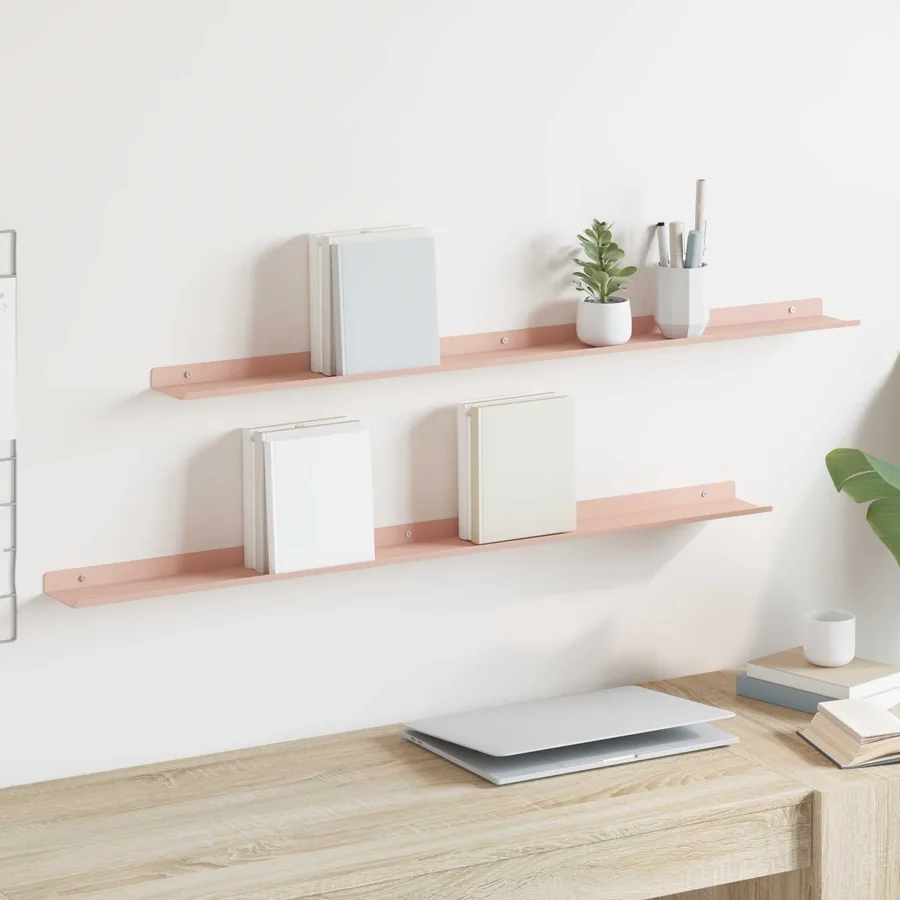Étagère flottante 2 pcs Rose 100 x 9 x 2,5 cm Acier
