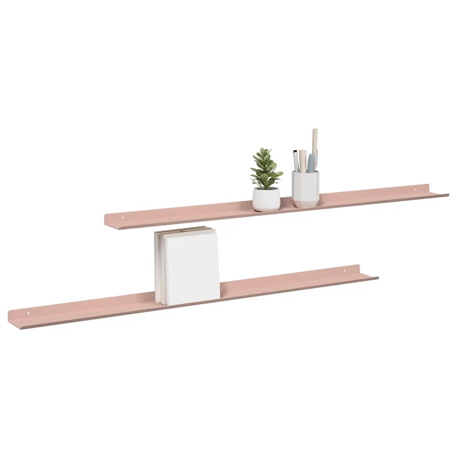 Étagère flottante 2 pcs Rose 100 x 9 x 2,5 cm Acier - 3