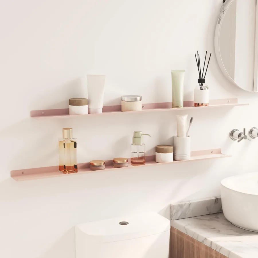 Étagère flottante 2 pcs Rose 100 x 9 x 2,5 cm Acier - 4