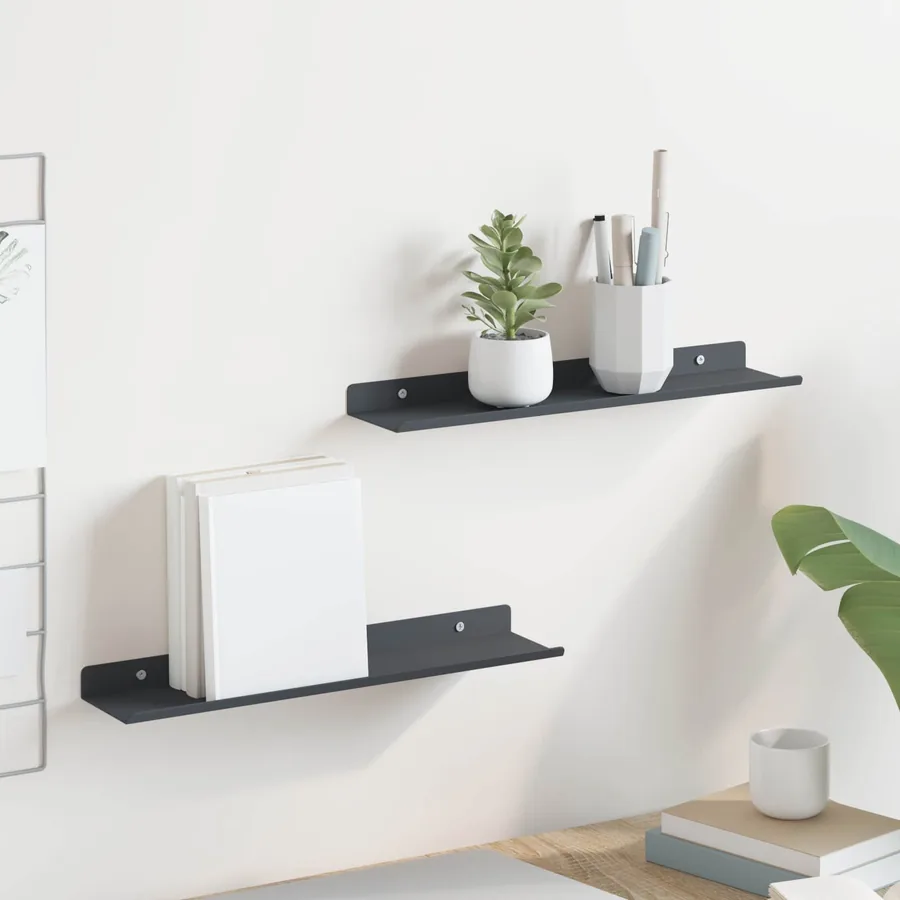 Étagère flottante 2 pcs Anthracite 40 x 8,5 x 2,5 cm Acier