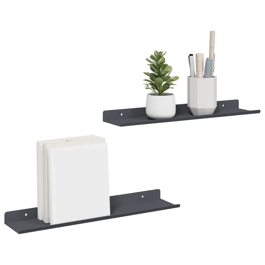 Étagère flottante 2 pcs Anthracite 40 x 8,5 x 2,5 cm Acier - 3
