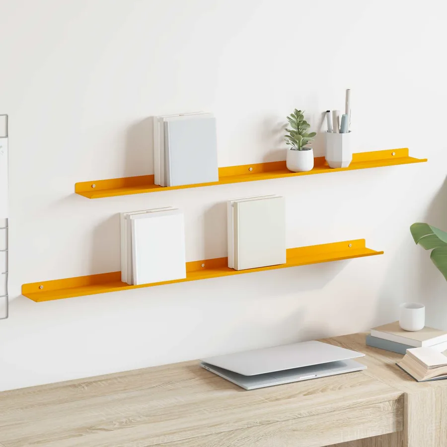 Étagère flottante 2 pcs Jaune moutarde 100 x 9 x 2,5 cm Acier