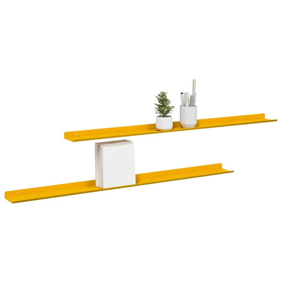 Étagère flottante 2 pcs Jaune moutarde 100 x 9 x 2,5 cm Acier - 3
