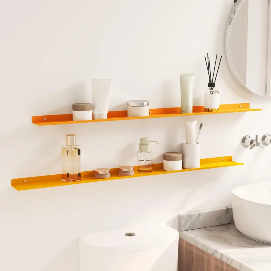 Étagère flottante 2 pcs Jaune moutarde 100 x 9 x 2,5 cm Acier - 4