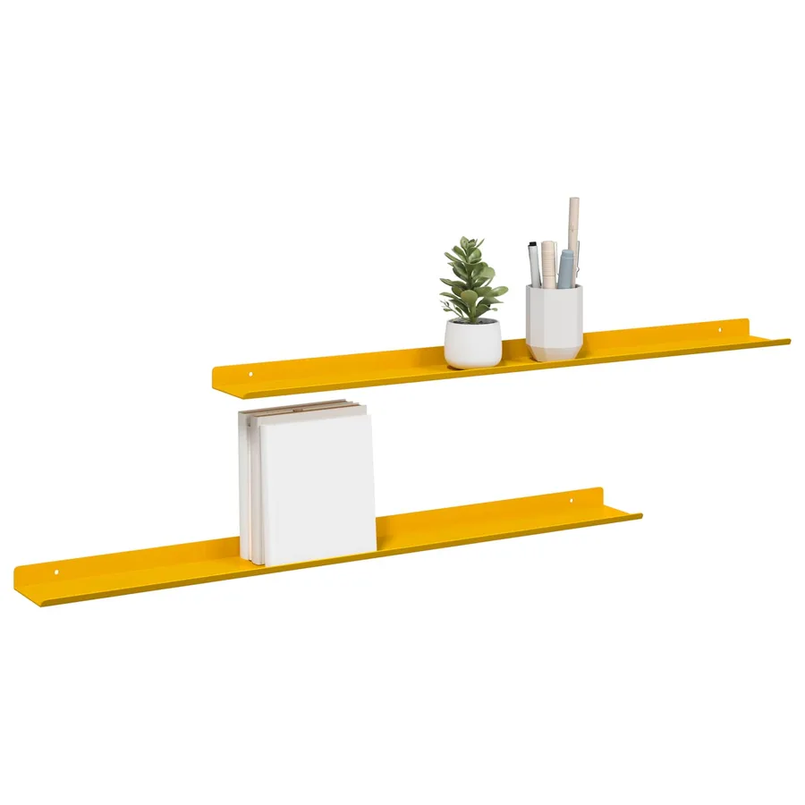 Étagère flottante 2 pcs Jaune moutarde 80 x 9 x 2,5 cm Acier - 3