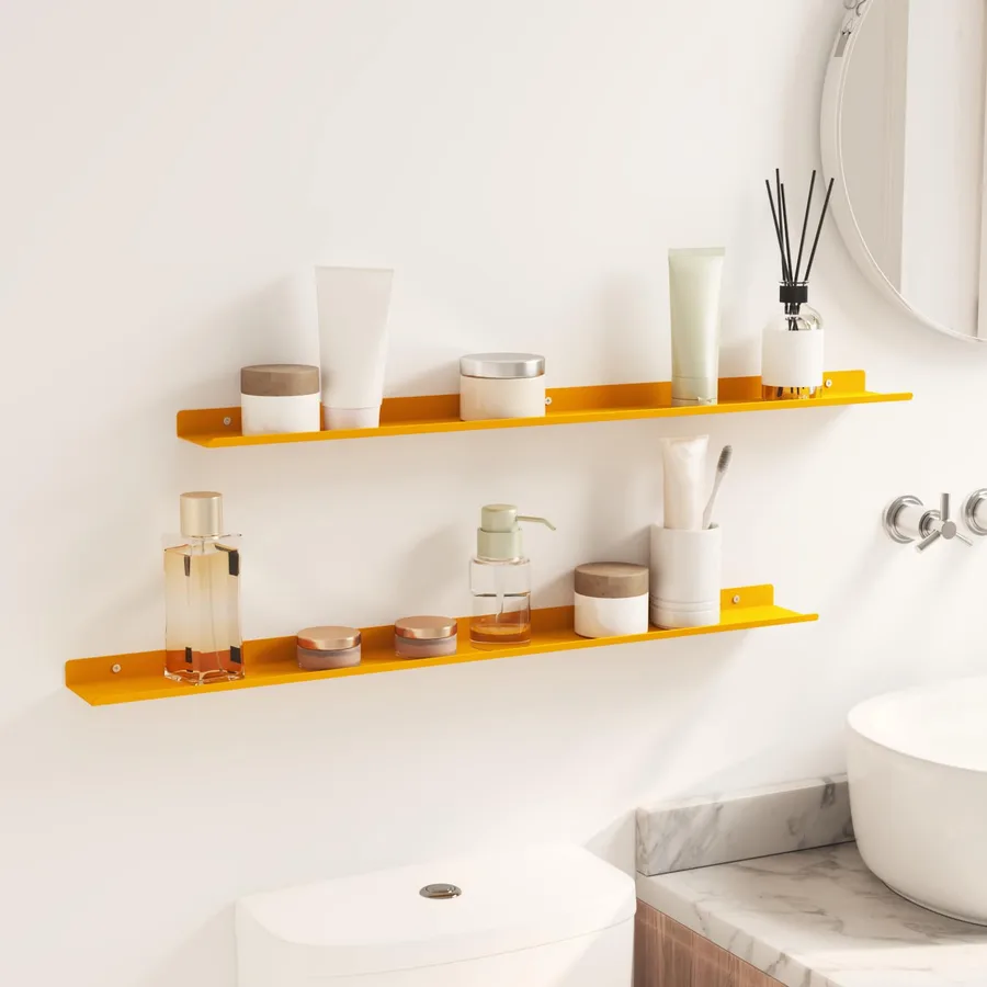 Étagère flottante 2 pcs Jaune moutarde 80 x 9 x 2,5 cm Acier - 4