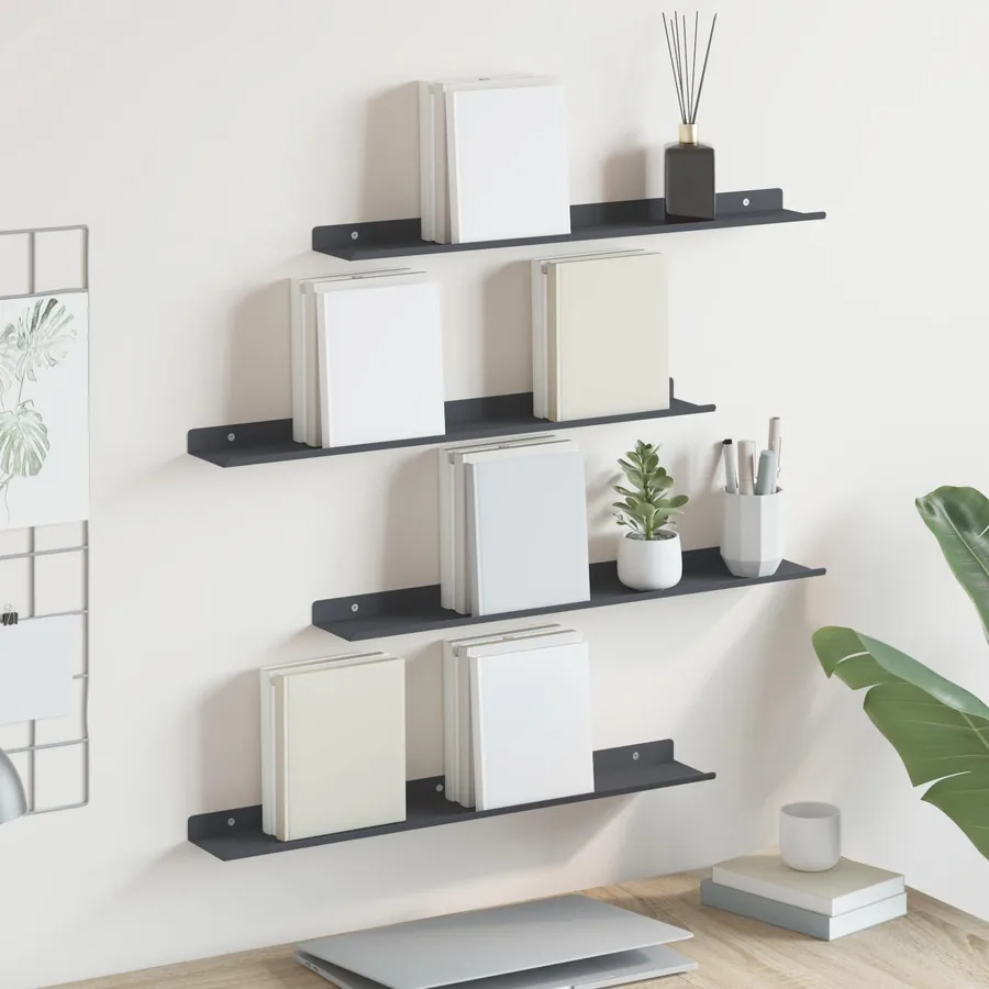 Étagère flottante 4 pcs Anthracite 60 x 8,5 x 2,5 cm Acier