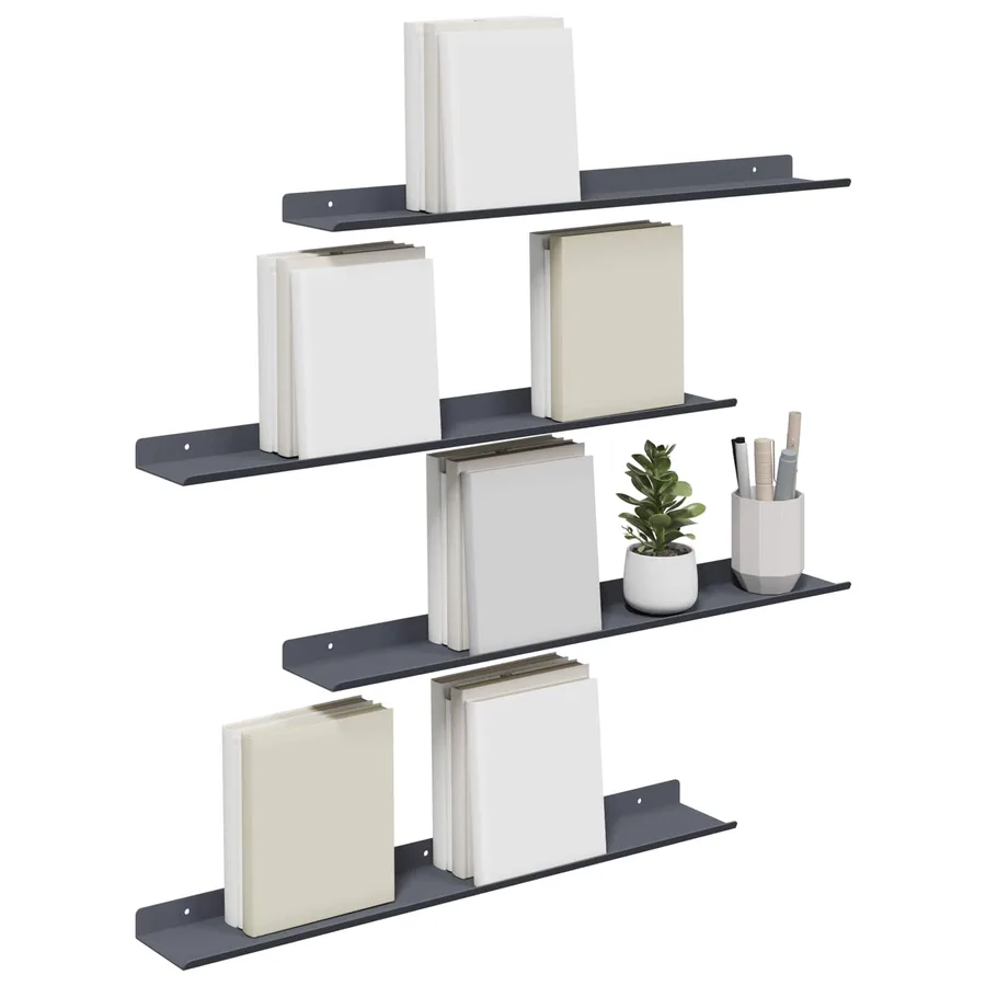 Étagère flottante 4 pcs Anthracite 60 x 8,5 x 2,5 cm Acier - 3