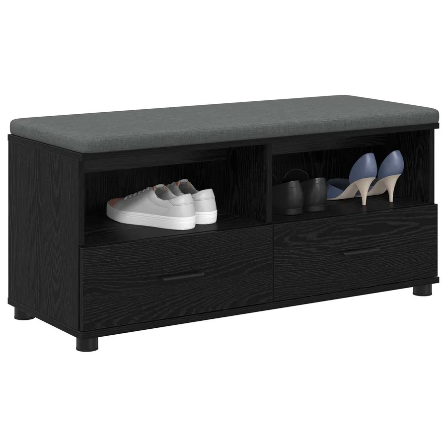 Banc d'entrée avec coussin Chêne Noir 100 x 38 x 46 cm - 3