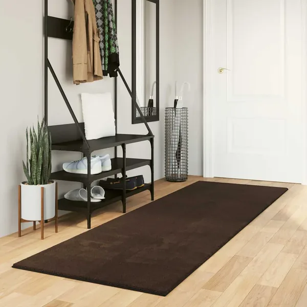 Tapis doux à poils moyens et lavable HUARTE Marron 250 x 80 cm