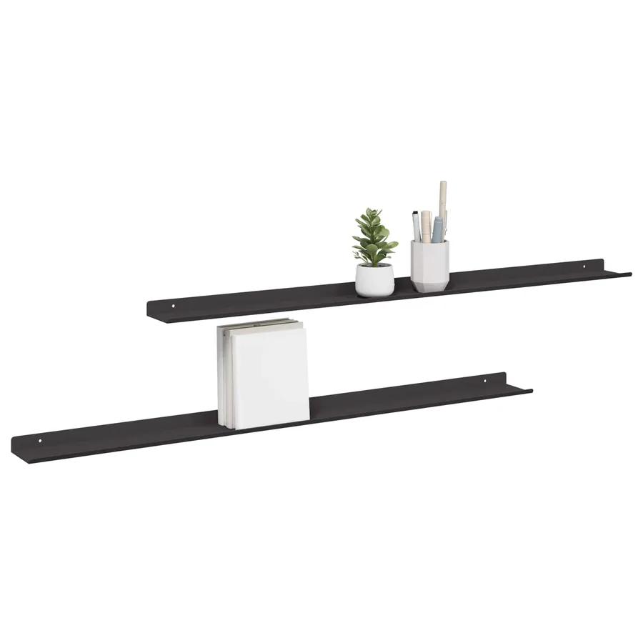 Étagère flottante 2 pcs Noir 100 x 9 x 2,5 cm Acier - 3