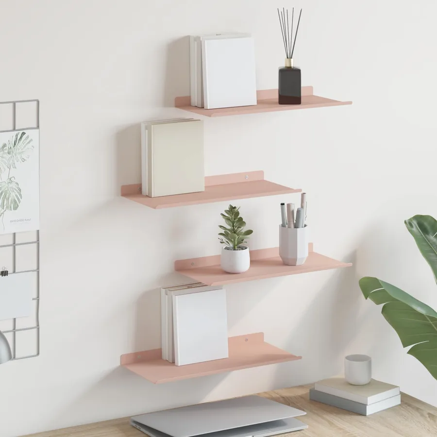 Étagère flottante 4 pcs Rose 40 x 18 x 2,5 cm Acier