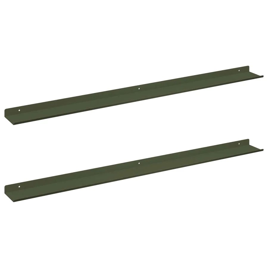 Étagère flottante 2 pcs Vert olive 100 x 9 x 2,5 cm Acier - 2