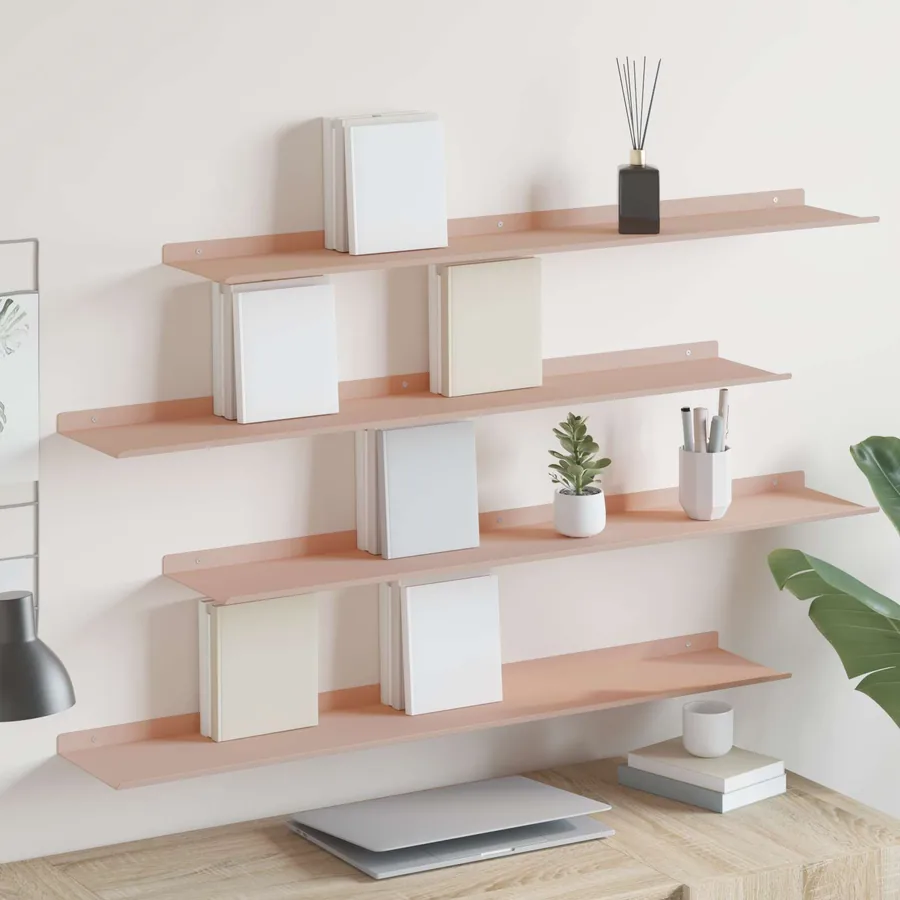 Étagère flottante 4 pcs Rose 100 x 18 x 2,5 cm Acier