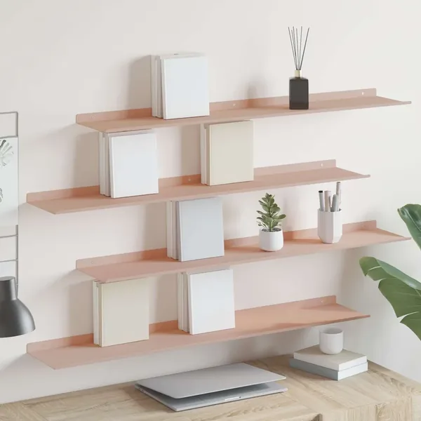 Étagère flottante 4 pcs Rose 100 x 18 x 2,5 cm Acier