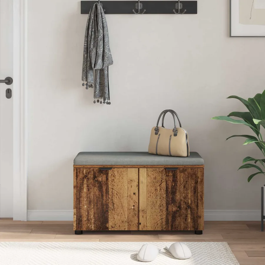 Banc d'entrée avec coussin Bois ancien 80 x 38 x 46 cm - 4