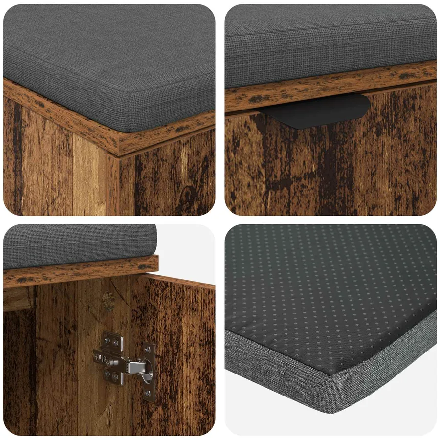 Banc d'entrée avec coussin Bois ancien 80 x 38 x 46 cm - 9