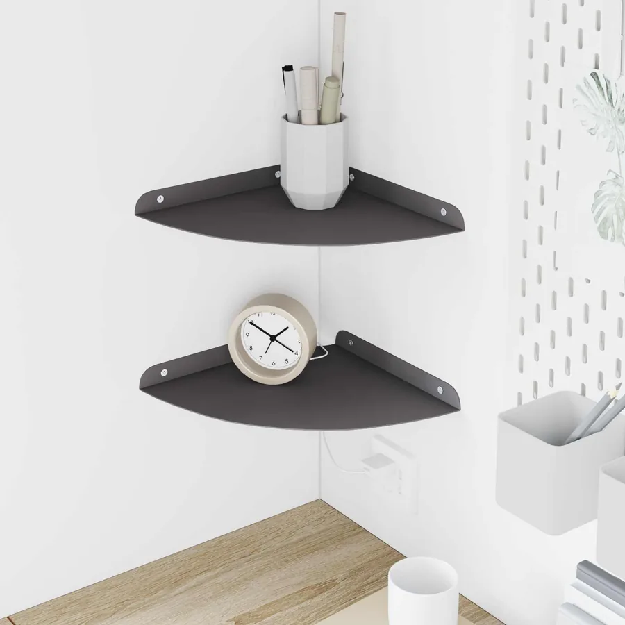Étagère Flottante d'Angle 2 pcs Noir 24 x 24 x 2 cm