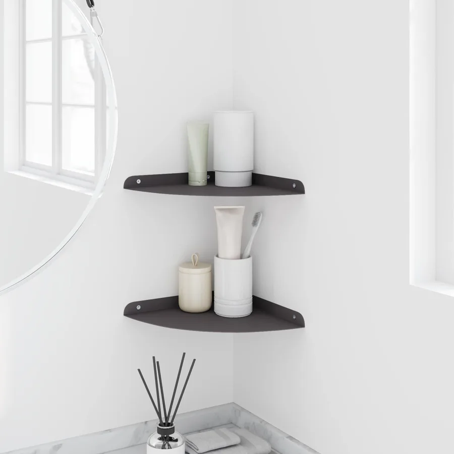 Étagère Flottante d'Angle 2 pcs Noir 24 x 24 x 2 cm - 4
