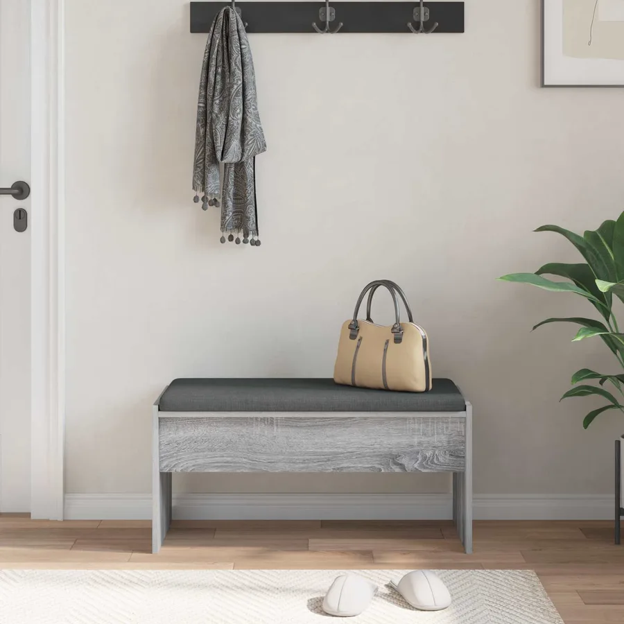 Banc d'entrée avec coussin Gris Sonoma 83 x 38 x 40 cm - 4
