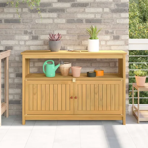 Table console de jardin Acacia clair 110 x 35 x 75 cm