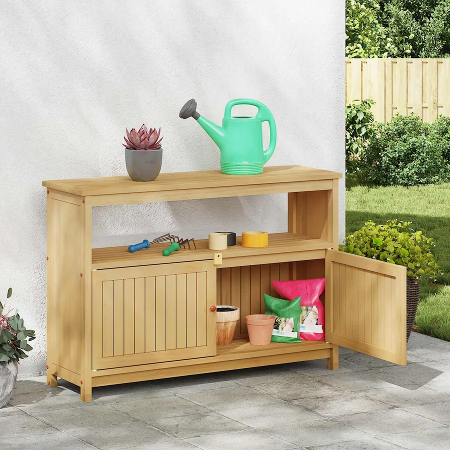 Table console de jardin Acacia clair 110 x 35 x 75 cm - 3
