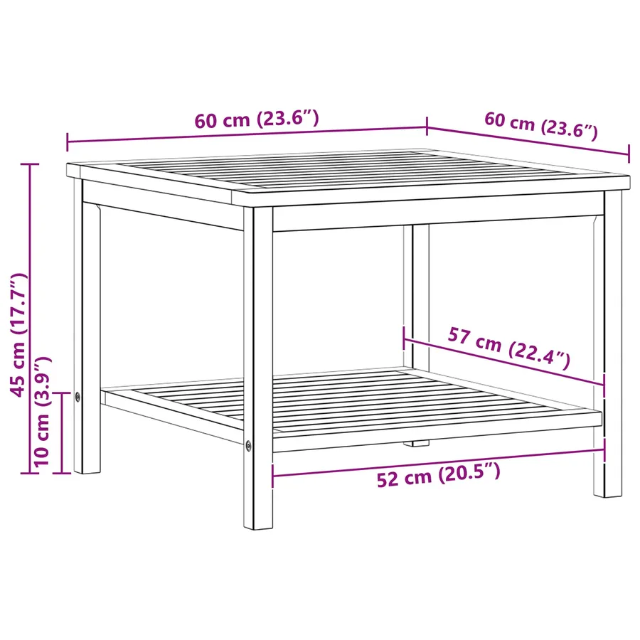 Table d'appoint Huile Naturelle 60 x 60 x 45 cm - 9