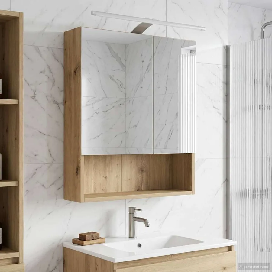Armoire Miroir de Salle de Bain Chêne artisan 50 x 14,5 x 70 cm
