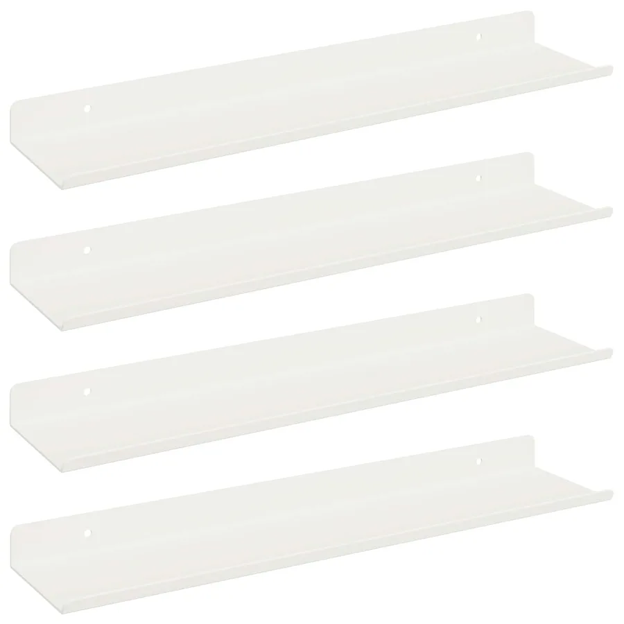 Étagère flottante 4 pcs Blanc 40 x 8,5 x 2,5 cm Acier - 2
